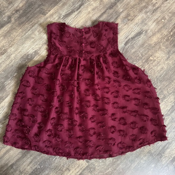 Anthropologie Deep Red Textured Sleeveless Top - Picture 4 of 5